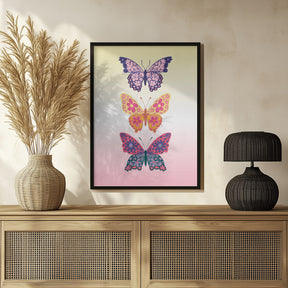 Colorful floral butterflies II Poster