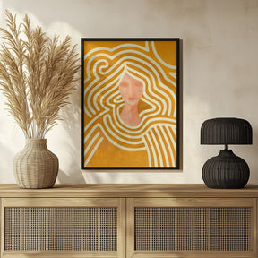 Berit abstract in ochre and pink Poster