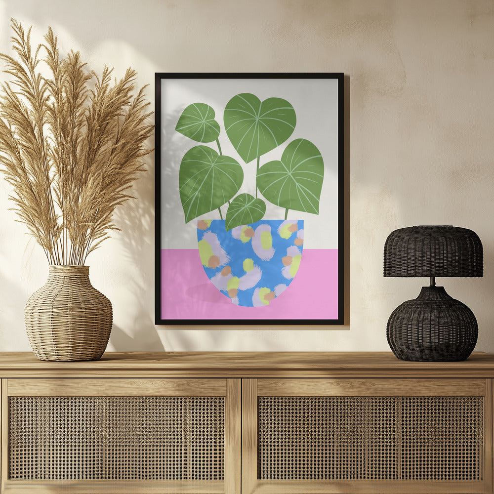 Plant in Patterned Pot Poster