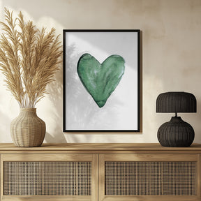 Watercolor heart green Poster