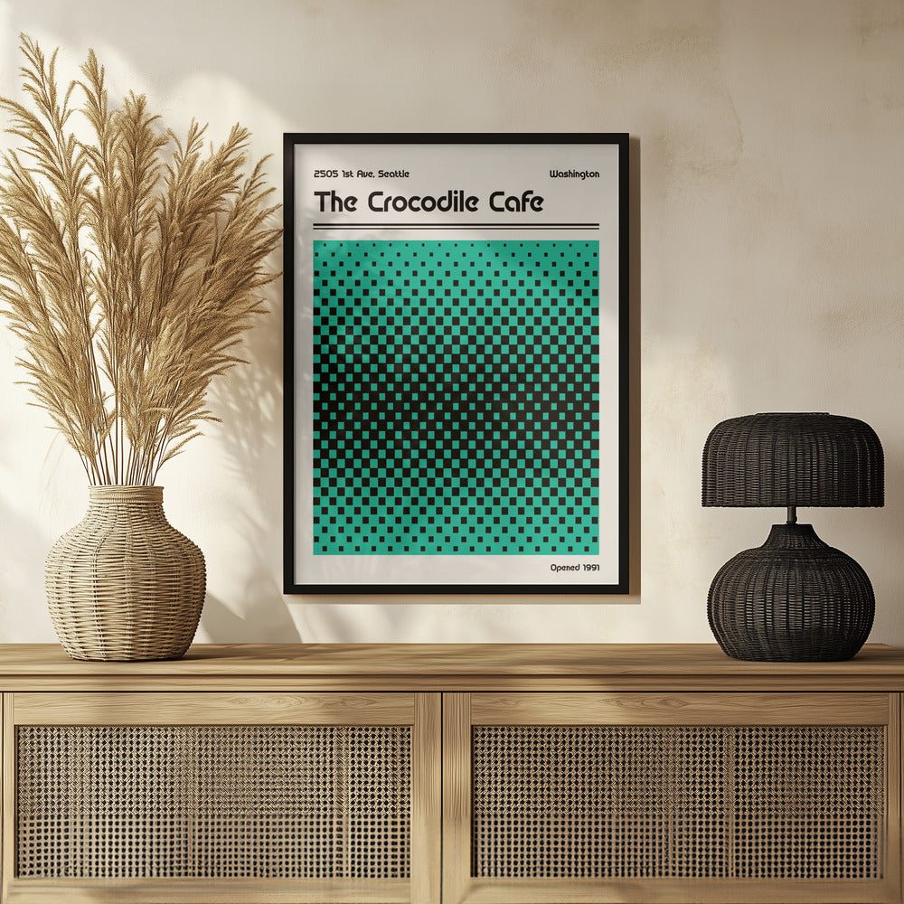 Crocodile Cafe Retro Poster Poster