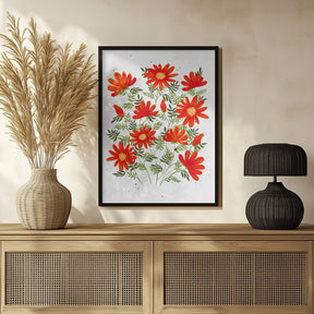 Ladybug flowers red Poster