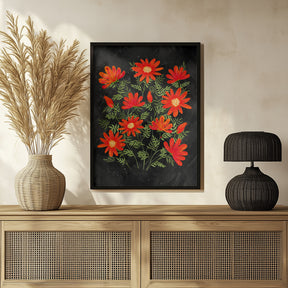 Ladybug flowers red Poster