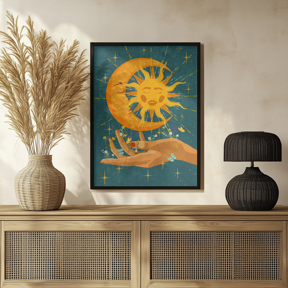 Sun and moon in my hand Poster