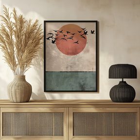 Birds Flying In the Sunset Poster