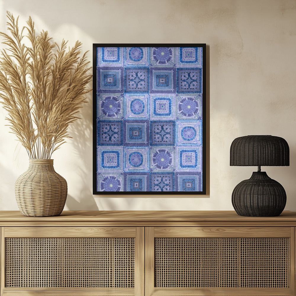 Granny squares blanket in blue Poster