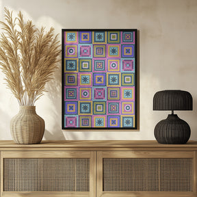 Colorful digital grandma squares II Poster