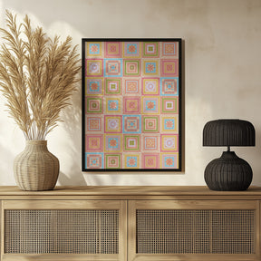 Colorful digital grandma squares III Poster