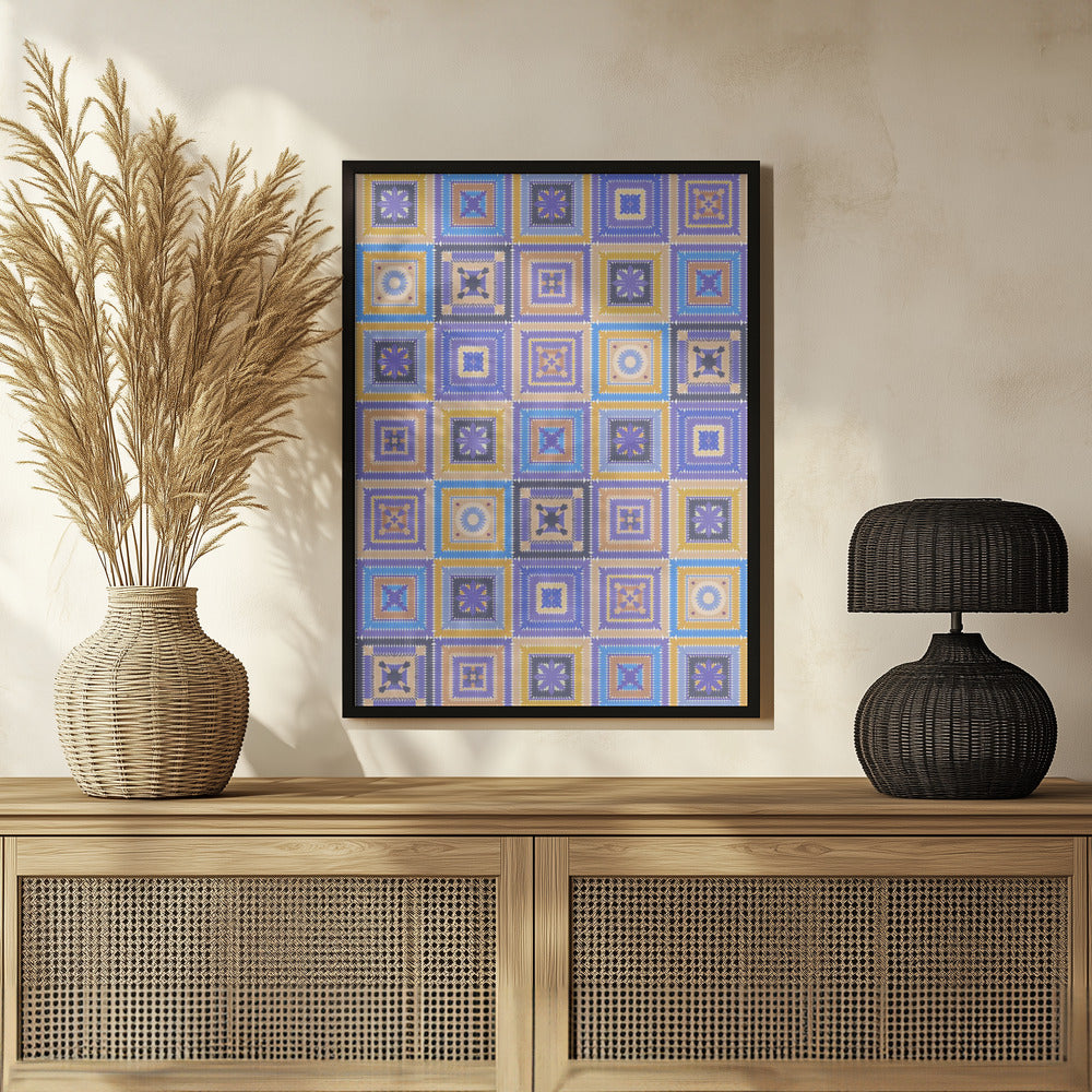 Colorful digital grandma squares IV Poster