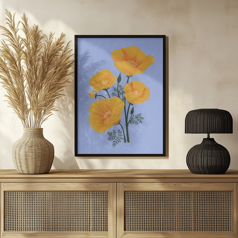 Bouquet of orange California poppies Poster