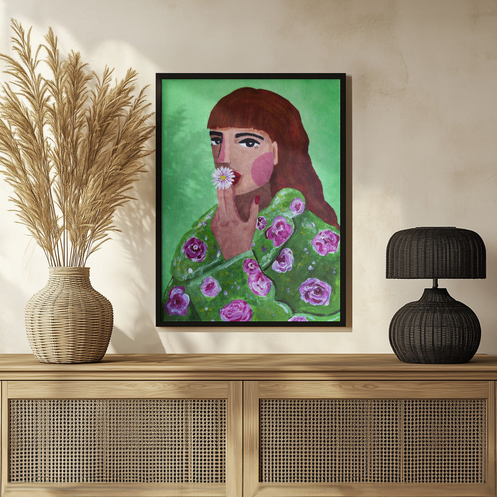 Woman Smoking a Flower Poster