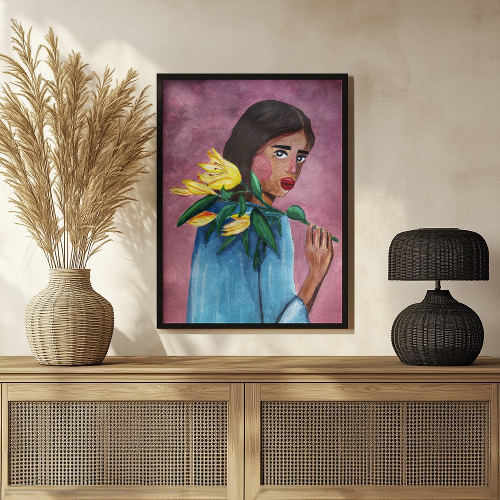 Woman With Lily Poster