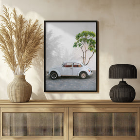 Pastel Volskwagen Beetle in the streets of Oaxaca Mexico Poster