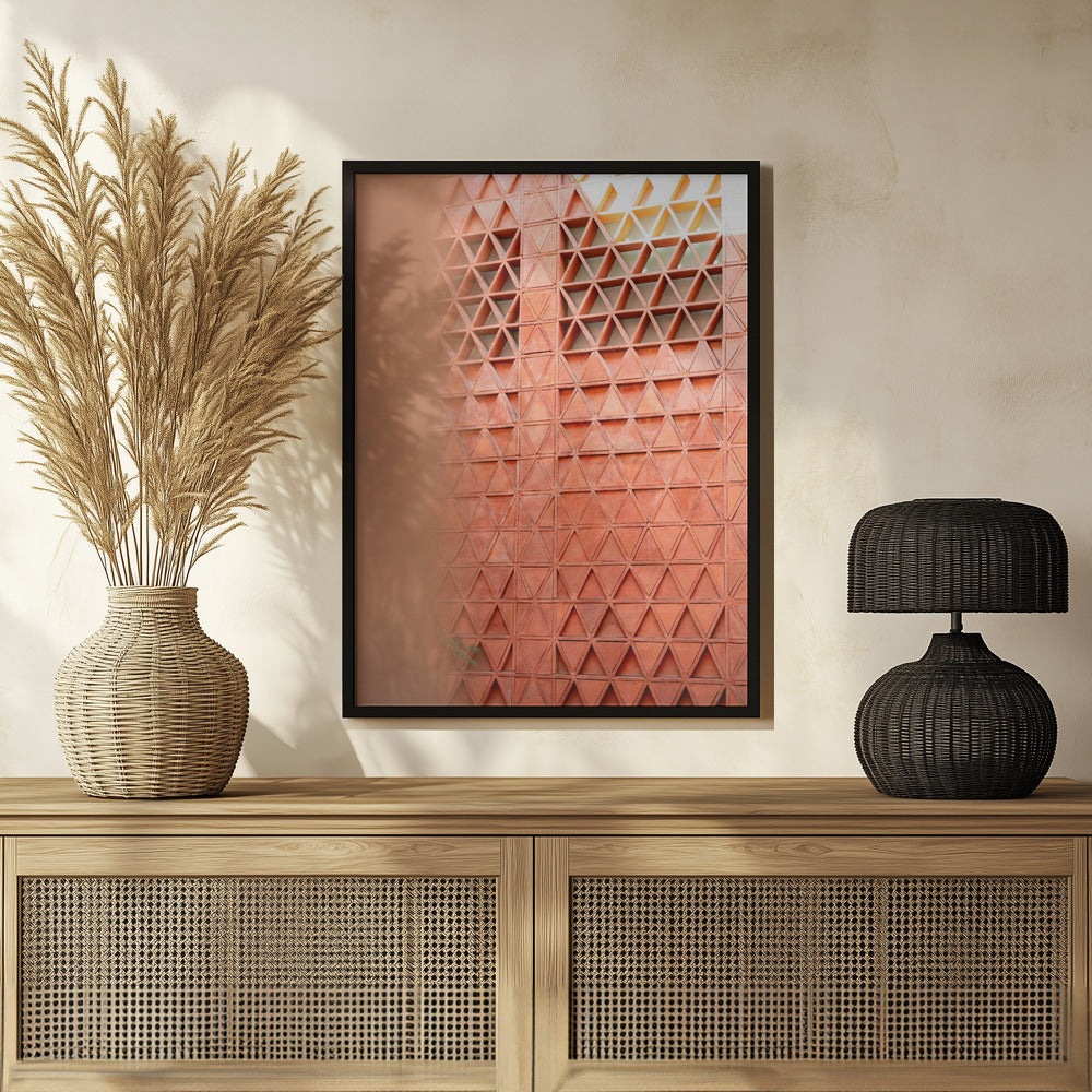 Coral details of Oaxacan Architecture in Mexico Poster