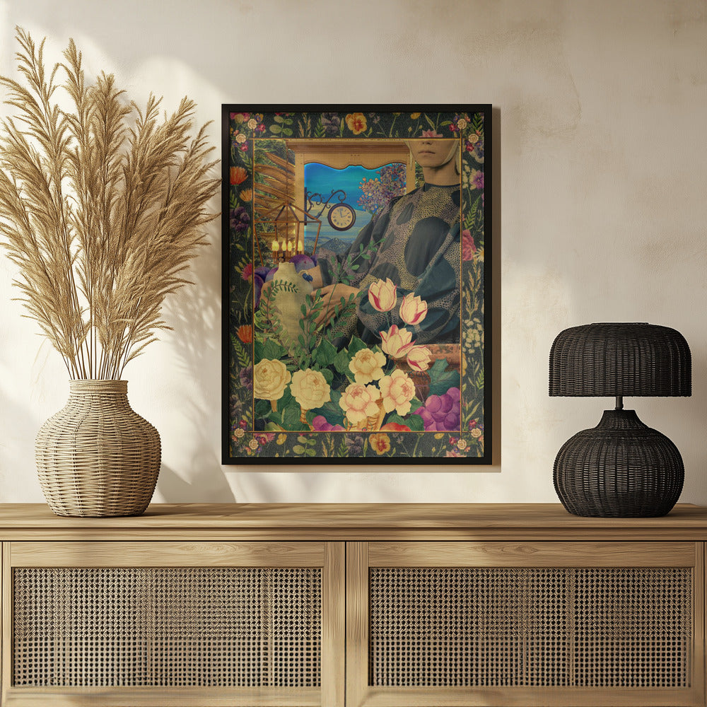 Surreal Floral Portail Collage Poster