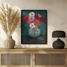 Vase with poppys Poster