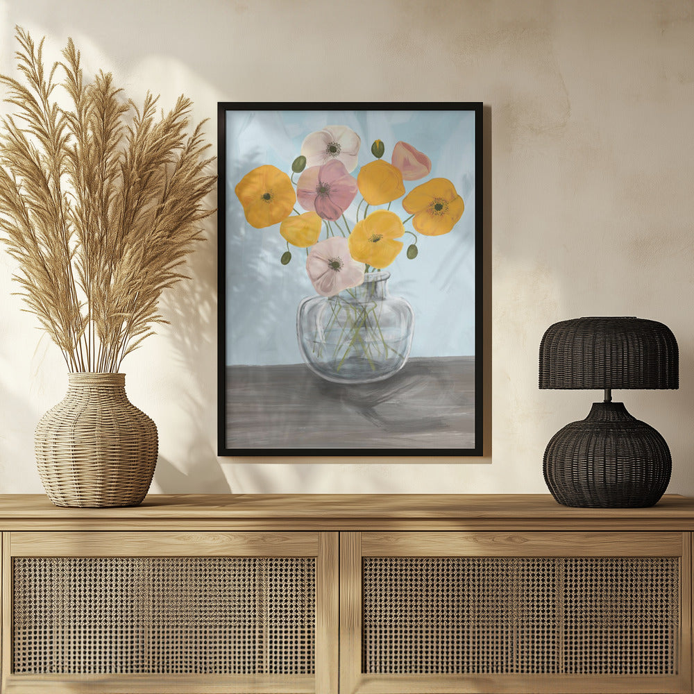 Vase with poppys Poster