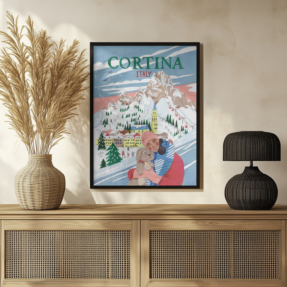 Travel Poster Woman in Cortina, Italy Poster