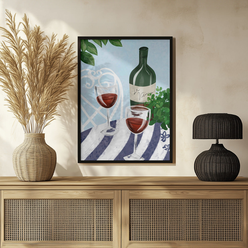 Red wine under the tree Poster