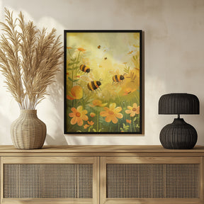 Bees and Flowers Poster