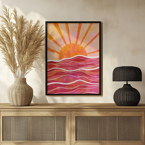 Sea Sunset Pink Poster