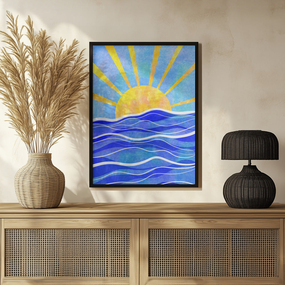 Sea Sunset Blue Poster