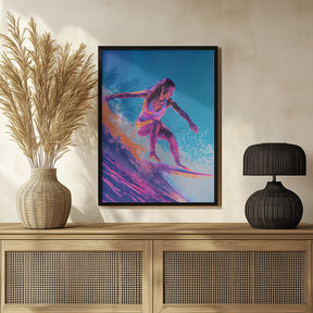 Surfing Woman Poster