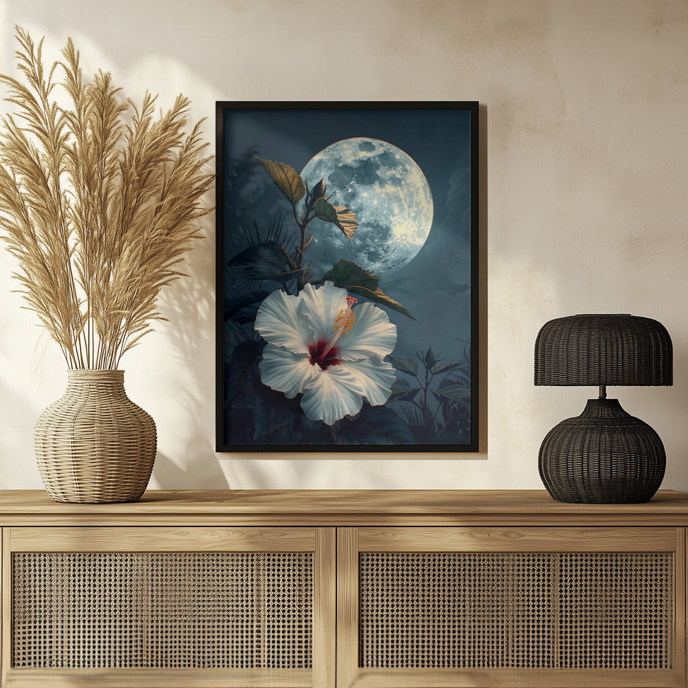 Hibiscus and the Moon Poster