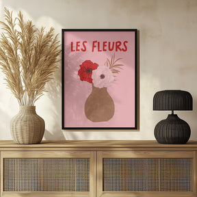 Les Fleurs Pink and Red Poster