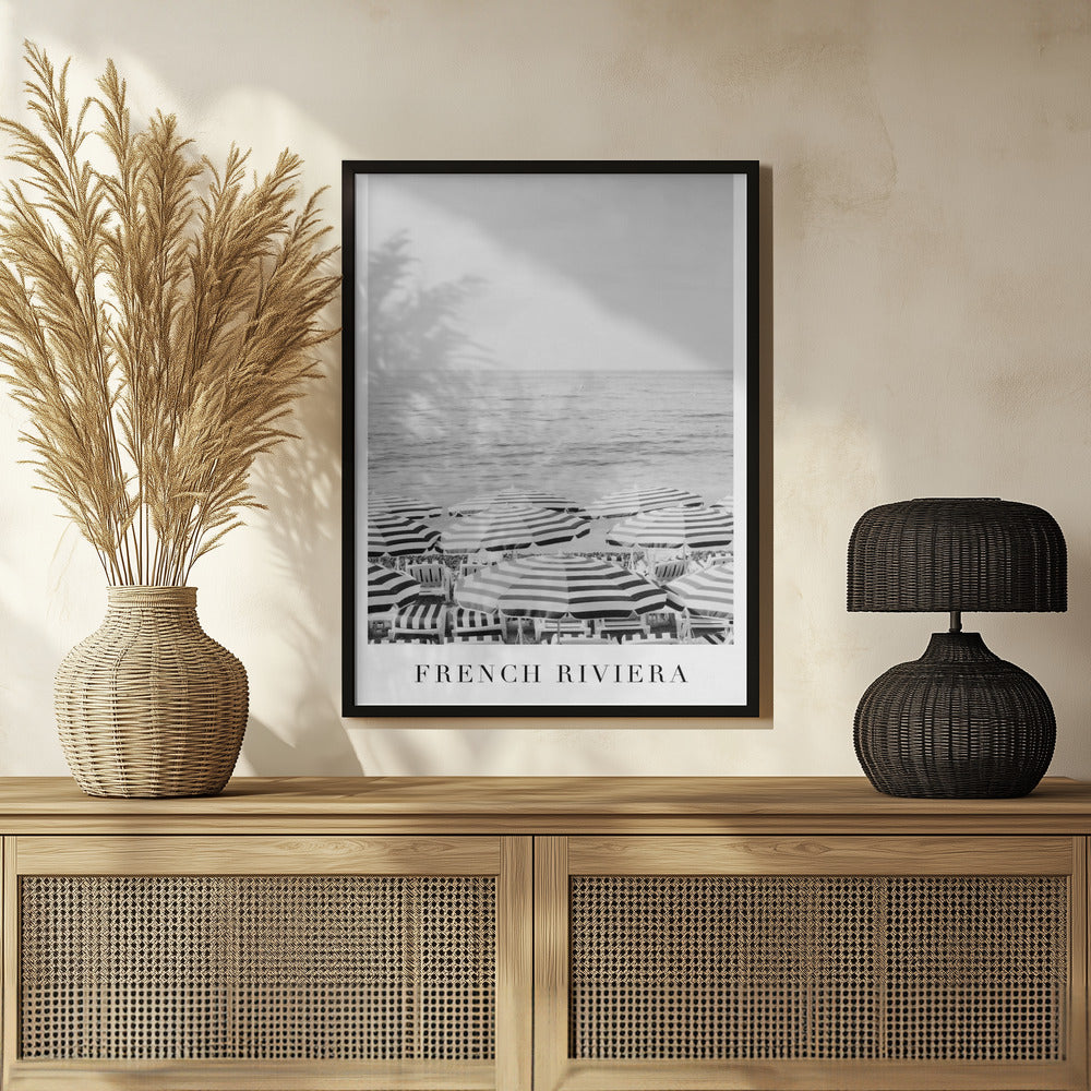 French Riviera Travel In Black and White Poster