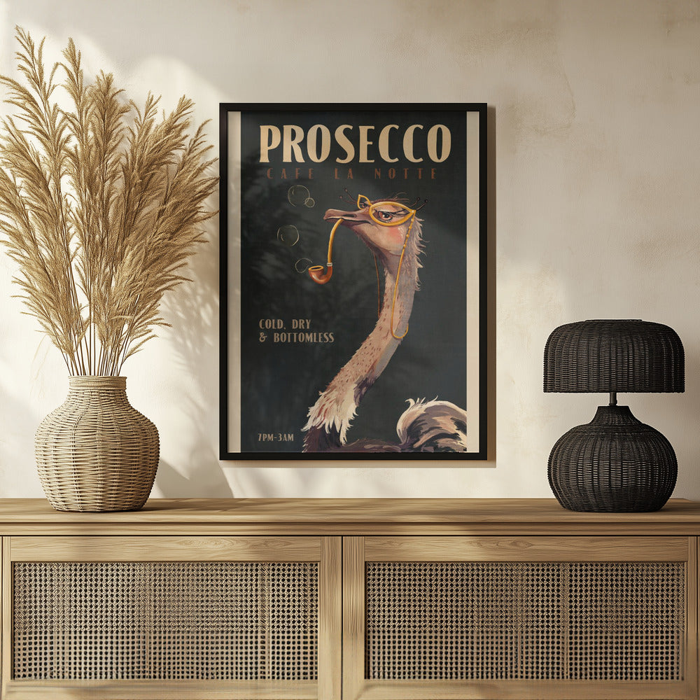 Art Deco Prosecco Wall Art Of An Ostrich Poster