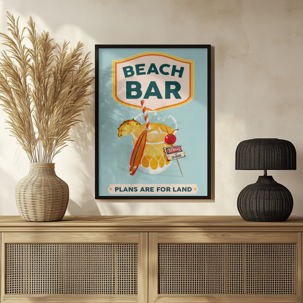 Beach Bar Summer Tropical Cocktail Bar Art Poster