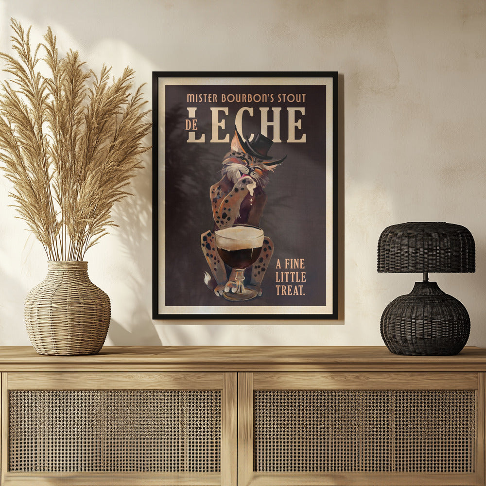 Bourbon De Leche Guinness Style Cat Art Poster