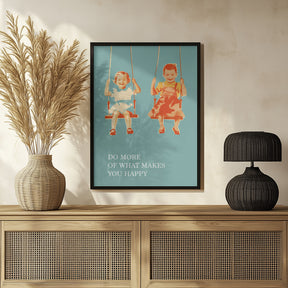 Two Little Girls On Swings Poster