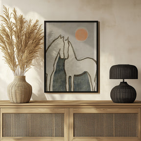 Horses at sunset Poster