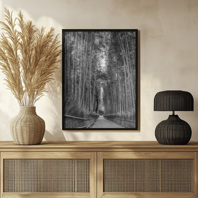 Mighty Arashiyama bamboo forest - monochrome Poster