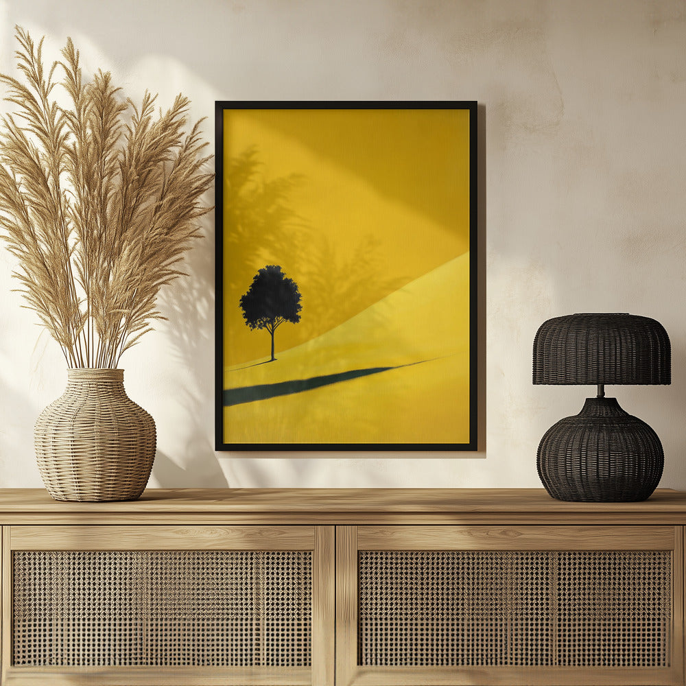 Yellow Field Tree Poster