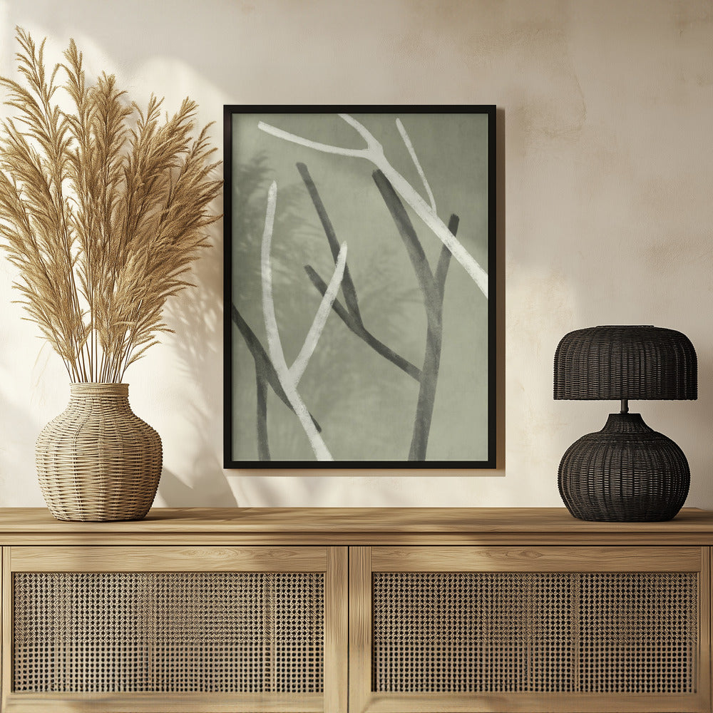 Twigs On Sage Green 2 Poster