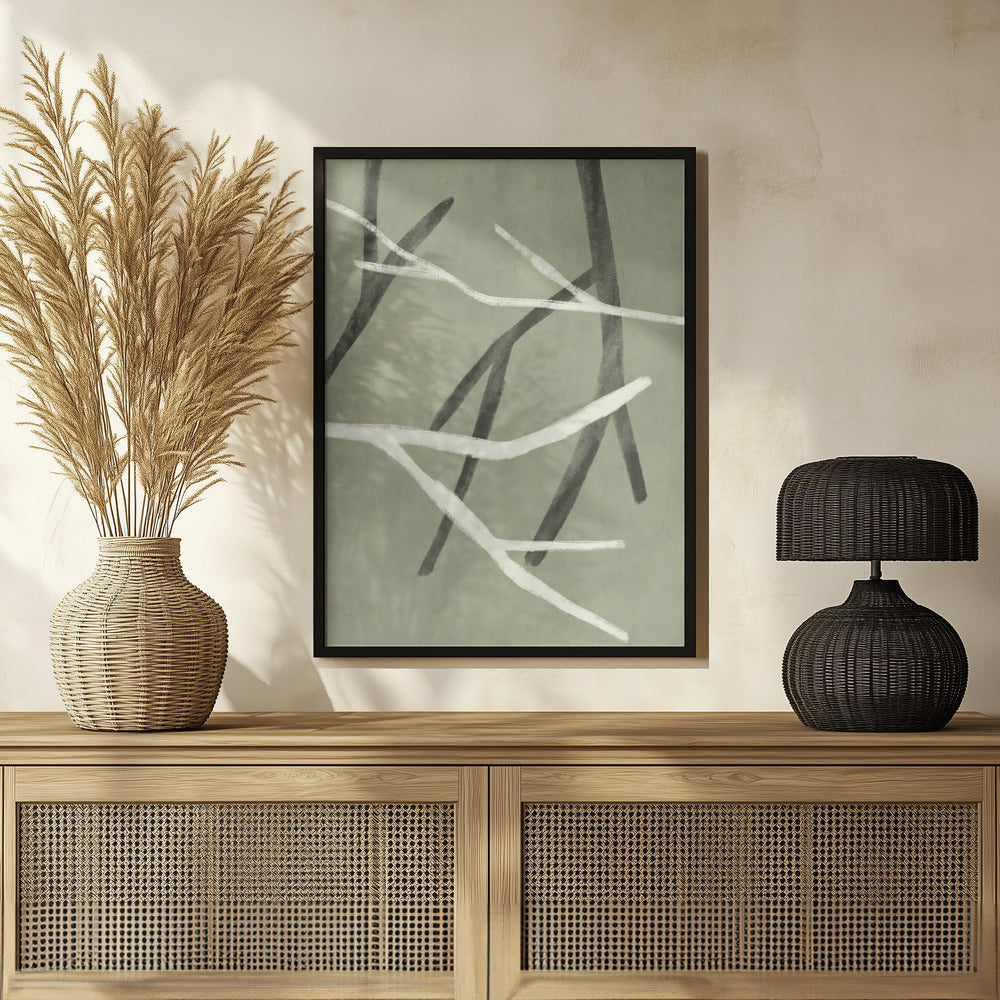 Twigs On Sage Green 4 Poster