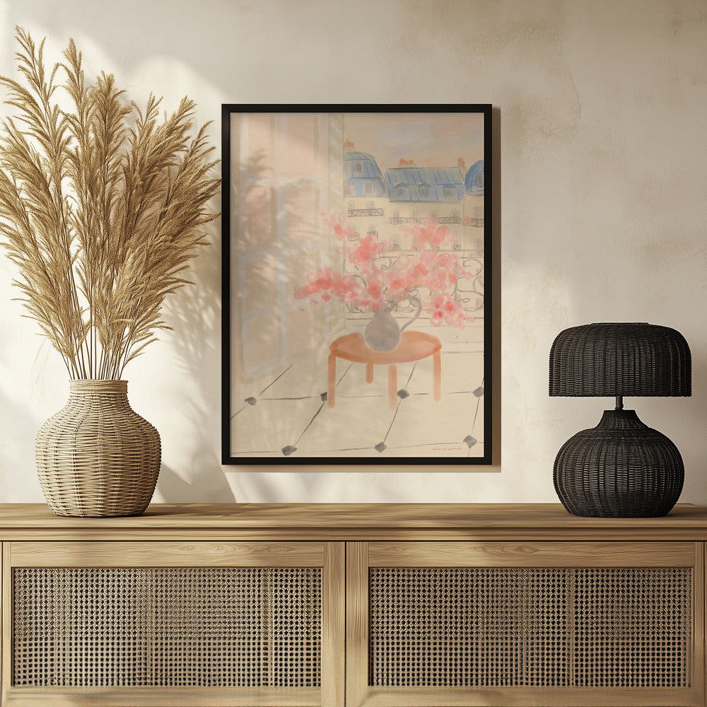 Cherry Blossoms In Parisian Apartment Poster