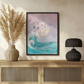 Sunset Golden Ocean Pink Poster