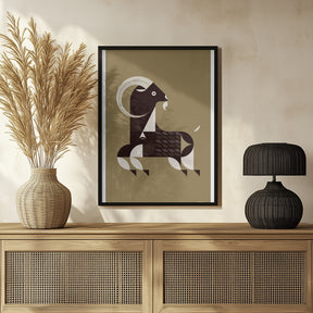 Golden Animals - Kri Kri Goat (Gold) Poster