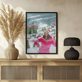 Winter Scene Woman Skiing Poster