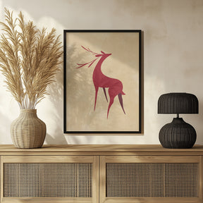 Stylized retro deer red/tan Poster