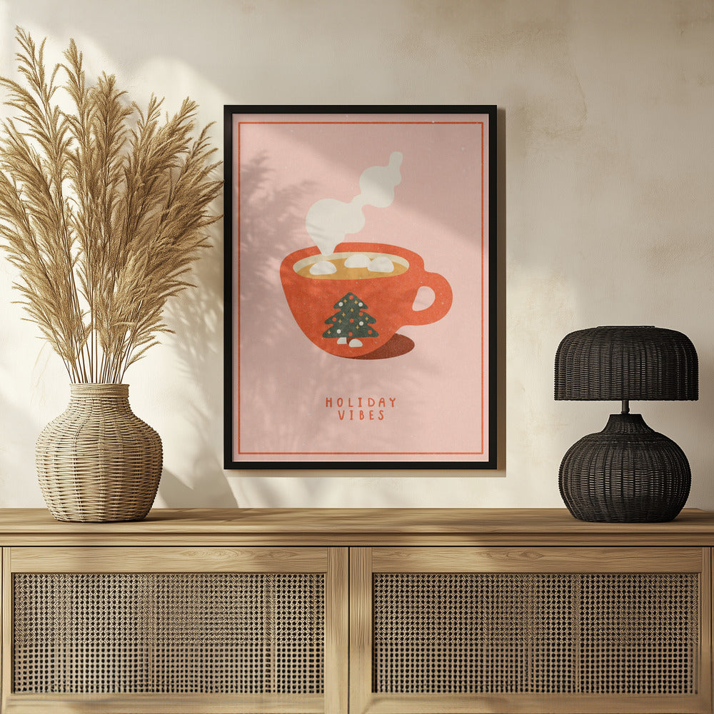 Holiday vibes. A mug of hot cocoa for Christmas Poster