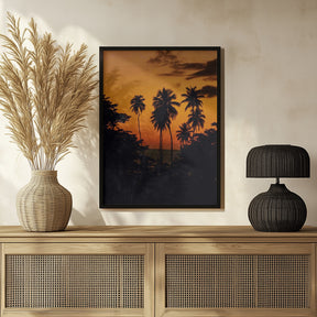 Squiggly Palm Sunset Poster