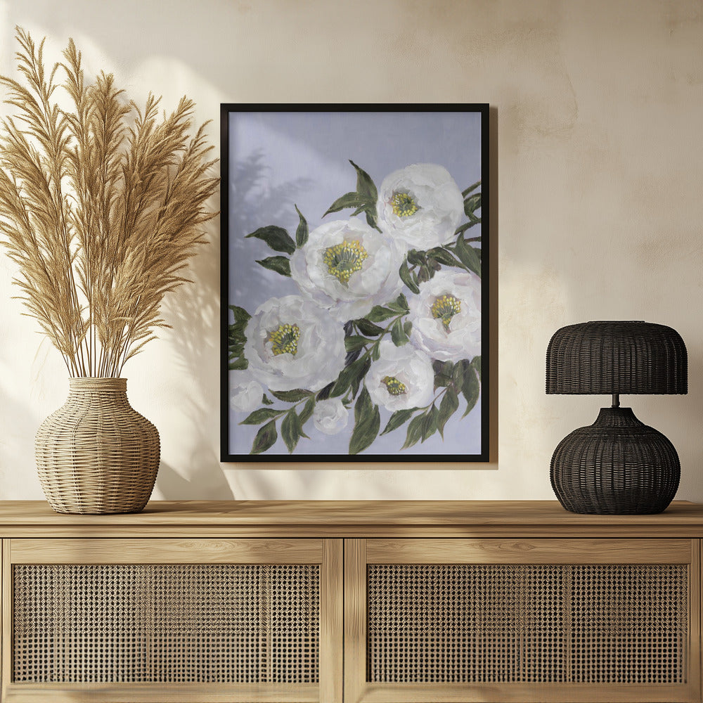 Evadne peonies in lilac Poster