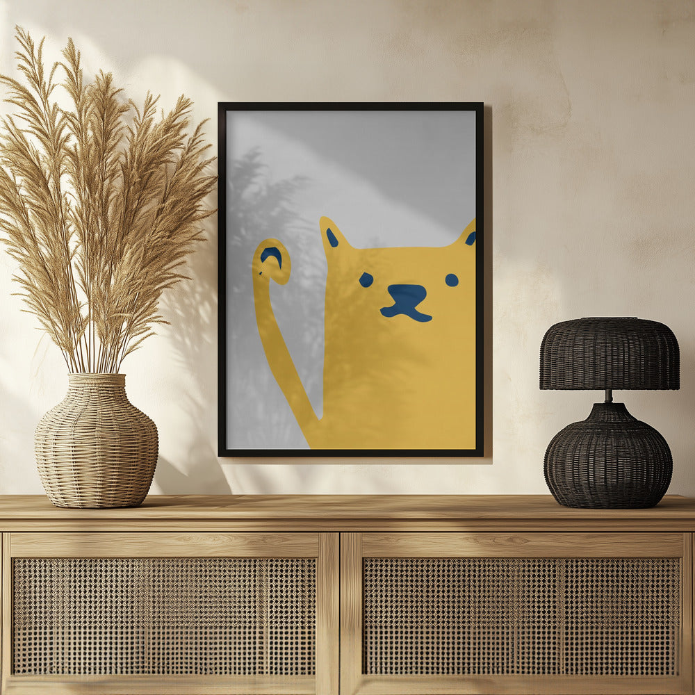 Cute Cat Yellow Poster