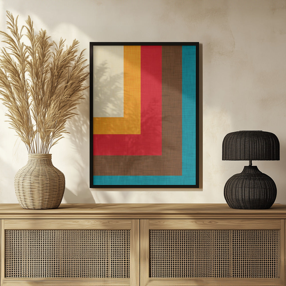 Abstract Mod Cube Beige Poster