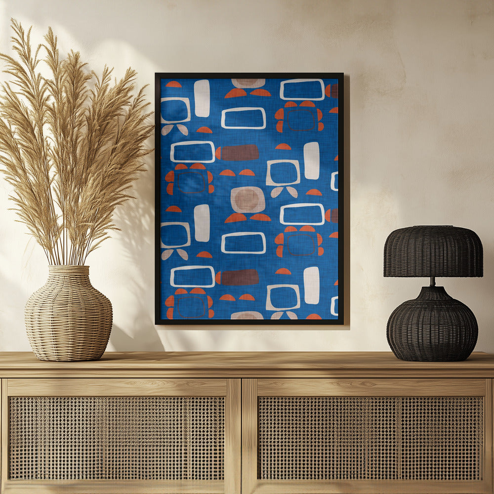 Mod Outline Blue    Rectangular   Din   Susana Costa Poster